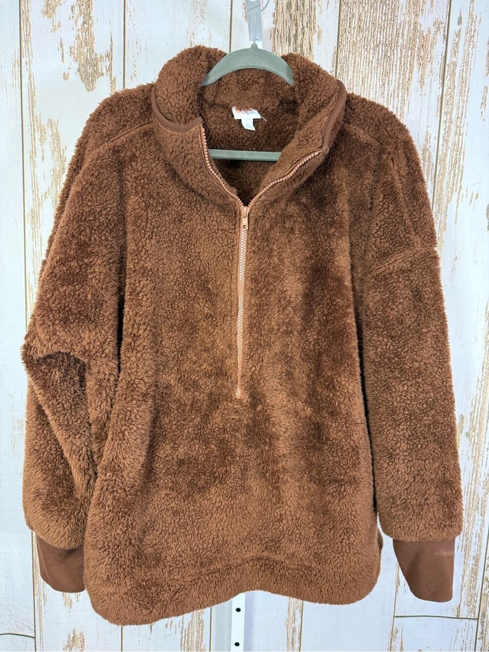 LuLaRoe, Brown Plush Sherpa V-Neck Pullover. Size XL. Good used condition!